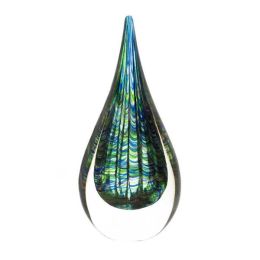 Accent Plus Peacock Art Glass Teardrop Sculpture