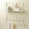 Accent Plus Scrolled White Wire Wall Shelf