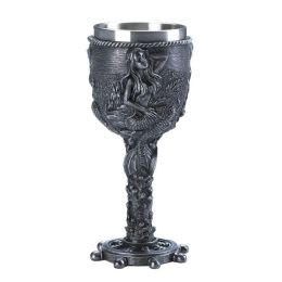 Dragon Crest Stone-Look Old World Goblet with Nautical Mermaid Design