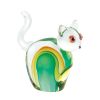 Accent Plus Art Glass Figurine - Green and Yellow Cat