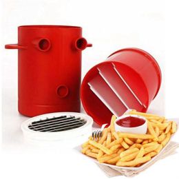 2-in1 Potato Fries Maker Potato Slicers French Fries Maker Cutter & Microwave Container No Deep-Fry to Make Healthy Fries Microwavable Safe
