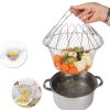 Foldable Fry Basket Multi-Function Fold Basket Stainless Steel Chef Telescopic Basket Fried Filter Drainage Rack for Fried Food or Fruits