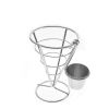 Basket Holder French Fries Stand with Sauce Dish - Cone Snack Display Stand - Chicken Nuggets Fried Foods Display Rack