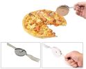 Pizza Cutter Knife with Fork Stainless Steel Portable Dual-Use for Pizza, Pies, Waffles and Dough Cookies Baking Tools