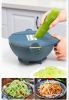 New 9 in 1 Rotate Vegetable Cutter with Drain Basket Multifunctional Food Slicer Grater Shredder Kitchen Food Chopper Grater Strainer Fruit Colander P