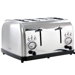 MegaChef 4 Slice Wide Slot Toaster with Variable Browning in Silver