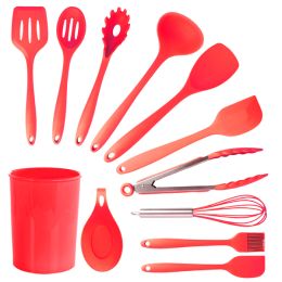 MegaChef Red Silicone Cooking Utensils, Set of 12