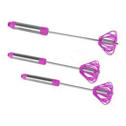 Ronco Self Turning Rotating Turbo Push Whisk Mixer Milk Frother Purple 3-Pack