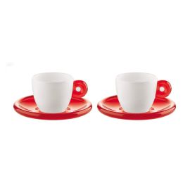 Guzzini Gocce Esspresso Cups and Saucers (Set of 2), Red 26690065