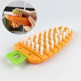 Bendable Carrot Shape Cleaning Brush Fruit and Vegetable Cleaning Brush Reusable and Durable Kitchen Cleaner Tool (Color: Orange)