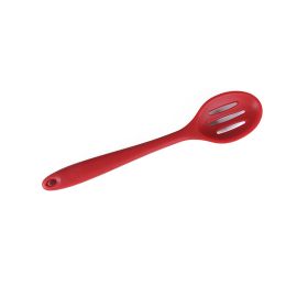 Slotted Silicone Serving Spoon High Heat Resistant Hygienic Design for Cooking Draining & Serving Kitchen Utensil (Color: Red)