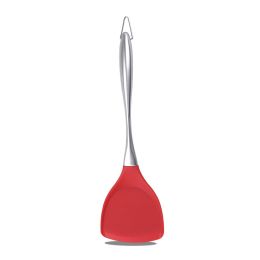 Non-Stick Silicone Spatula Turner Flexible with Stainless Steel Handle Versatile Heat Resistant Cooking Baking and Mixing Kitchen Utensil (Color: Red)