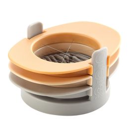 Stainless Steel 3 in 1 Wire Boiled Egg Slicer Cutter Wedge Half and Soft Vegetables Kitchen Tool (Color: Orange)