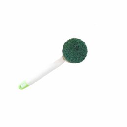 Dish Scrubber - Short or Long Handle Scouring Pad - Polyester Sponge for Pot, Pan, Plate, for Daily Use, for Cleaning Tabletop (Style: Long Handle)