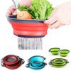 Collapsible Colander Silicone Bowl Strainer Set of 2, Portable Folding Filter Basket Bowls Container Rubber Strainer, Use for Draining Fruits, Vegetab